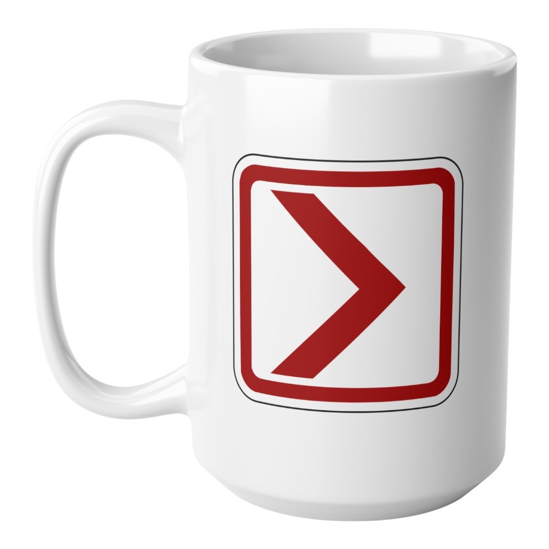 Direction Right - Semiotic Standard Icon Ceramic Coffee Mug - 15oz Left
