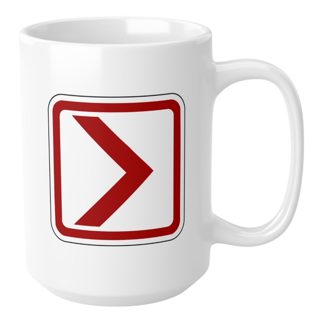 Direction Right - Semiotic Standard Icon Ceramic Coffee Mug - 15oz Right