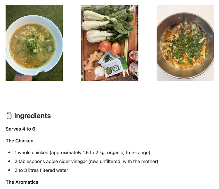 Chicken broth soup with ingredients