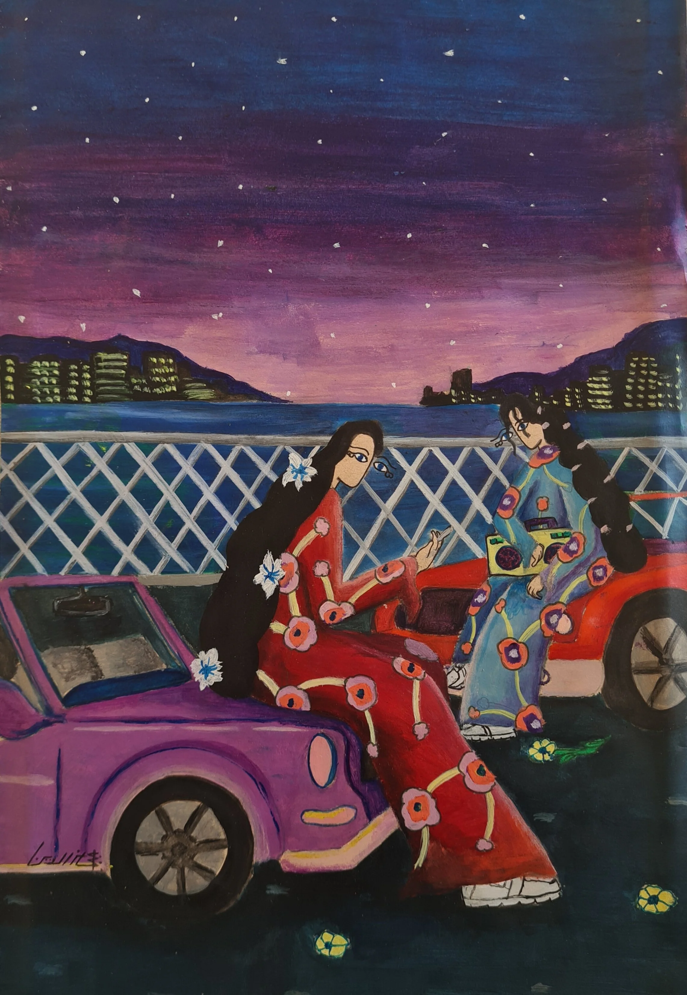 Tell me your burden & I'll tell you mine Acrylic on Paper 2023 22x30 cm