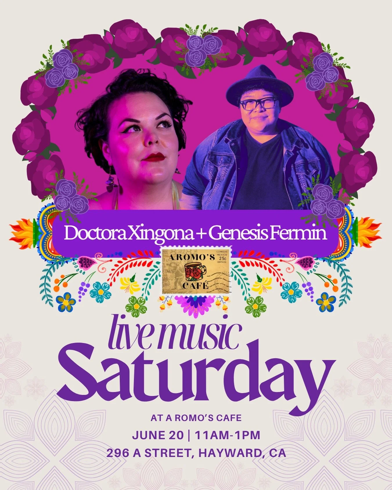 Save the Date for Live Music Saturday at A Romo&rsquo;s Cafe 🎤 Viernes 20 de junio de 11 AM a 1 PM, acomp&aacute;&ntilde;anos para una presentaci&oacute;n especial de m&uacute;sica en vivo con Doctora Xingona + Genesis Fermin.

Ser&aacute; el plan p