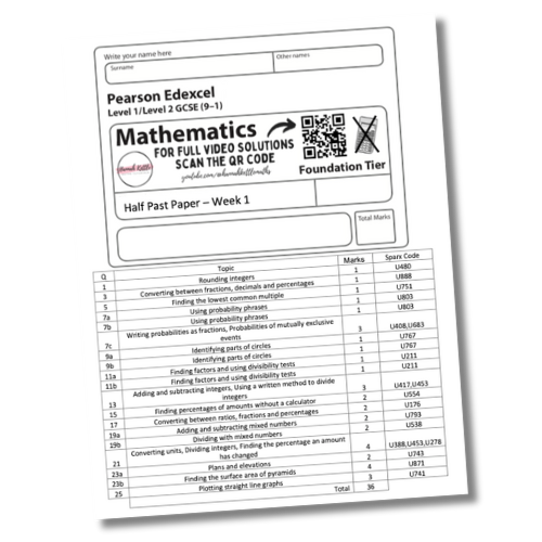 Half past papers hannah kettle maths