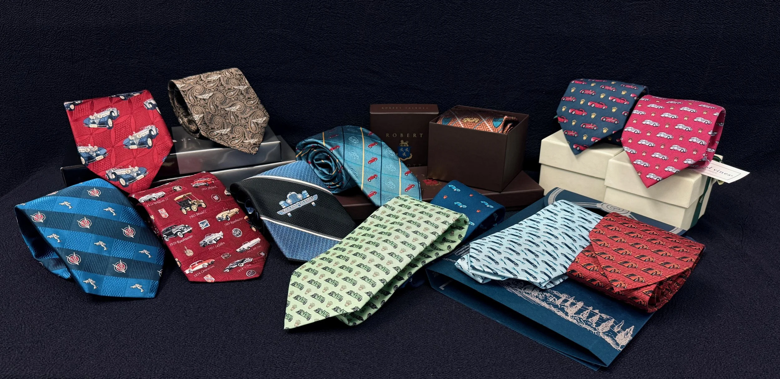 100 Pebble Beach Concours Ties Neckties Dealer Lot - includes Rolex, Robert Talbott, Outlierman
