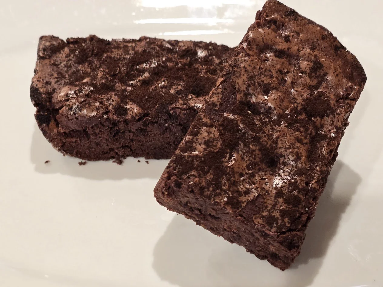 Espresso Dusted Fudgy Cacao Chocolate Chip Brownie (GF) w/Cinnamon Pecans