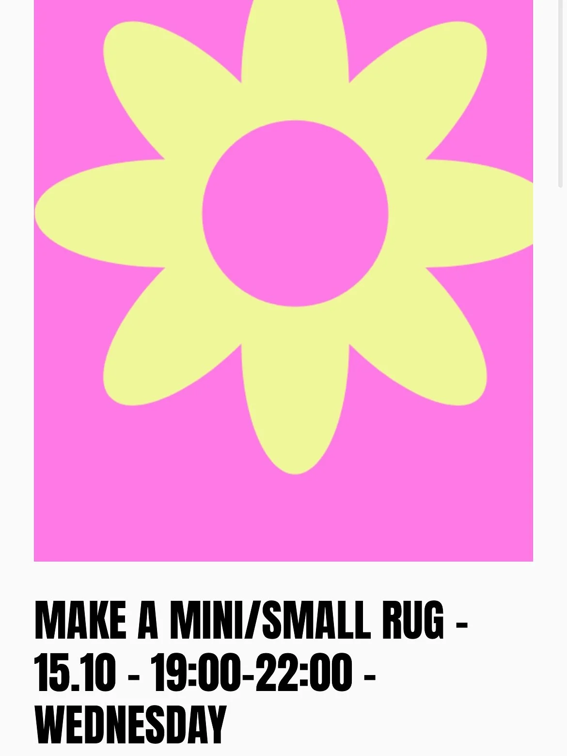Your next chance to make your own little mini rug is already this Wednesday! 
Sign up through our website and craft with us! ✨

Wednesday 15.10 19:00 in @studio32_prague 

Extra points for spooky rugs! 🎃

#tuftingprague #tuftingkurz #tuftingpraha #w