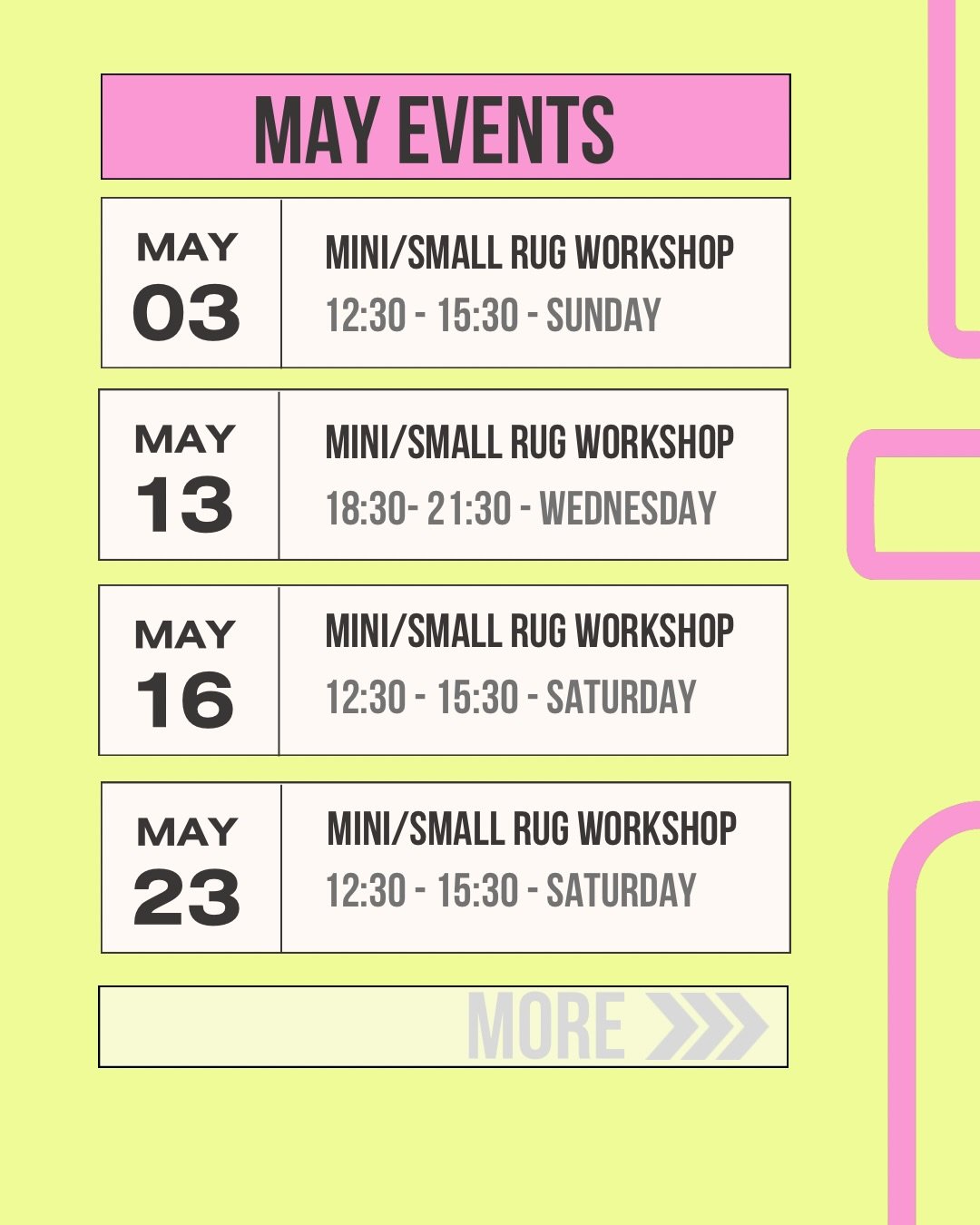 May workshops are out! 🌸 Come tuft with us!
Book your spot through the 🔗 @tuftingprague bio 🌟

‼️Make sure to book fast as some sessions are already almost full ⚡️

All sessions in @studio32_prague in Letna.
With instructors Roxane (🇧🇪) @welearn