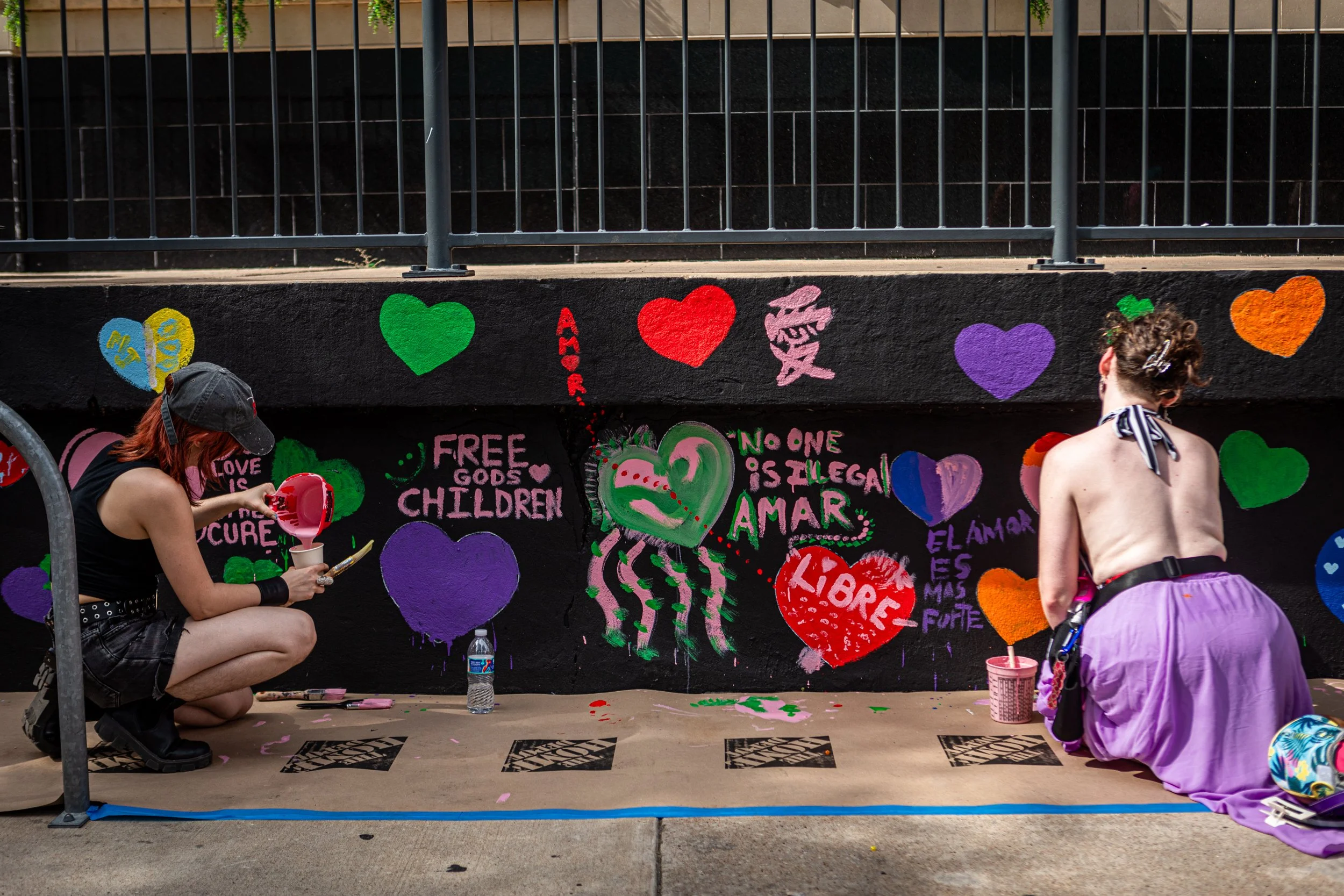 The new mural sits on 4th Street on June 20, 2026, to commemorate the spot where the rainbow crosswalk will soon be removed in Austin, TX. 