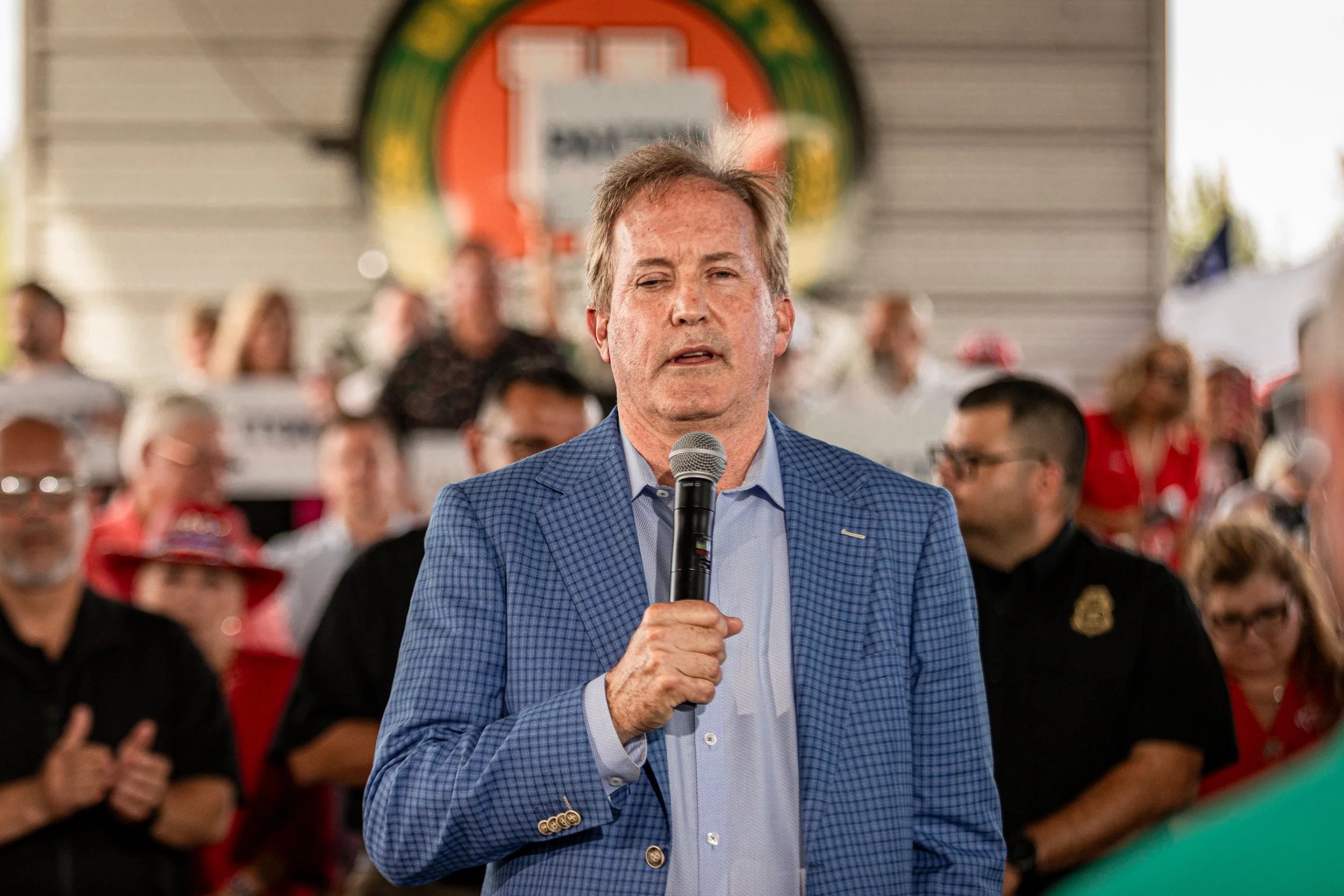 Attorney General and Republican nominee for U.S. Senate Ken Paxton speaks at his “Rally in the Valley” event at University Draft House in McAllen, TX, on July 14, 2026