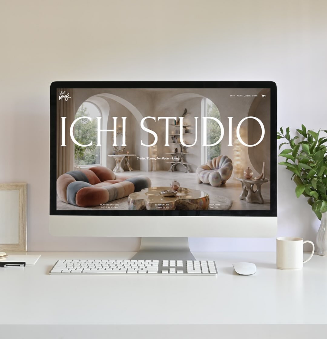 Conceptual web design for Ichi Miagi Studio, a high-end furniture fashion house where sculptural form meets modern living 🛋️

This website was made using @squarespace, the artwork with Illustrator/Photoshop &amp; the furniture with good old Ai. Focu