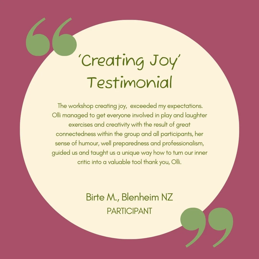 🙏 thank you Birte for this testimonial. 

⭐️It is so lovely when participants take the time to Gift me a testimonial with permission to share it on social media .
It s reassuring that all the time and thought that goes into creating my workshops bri