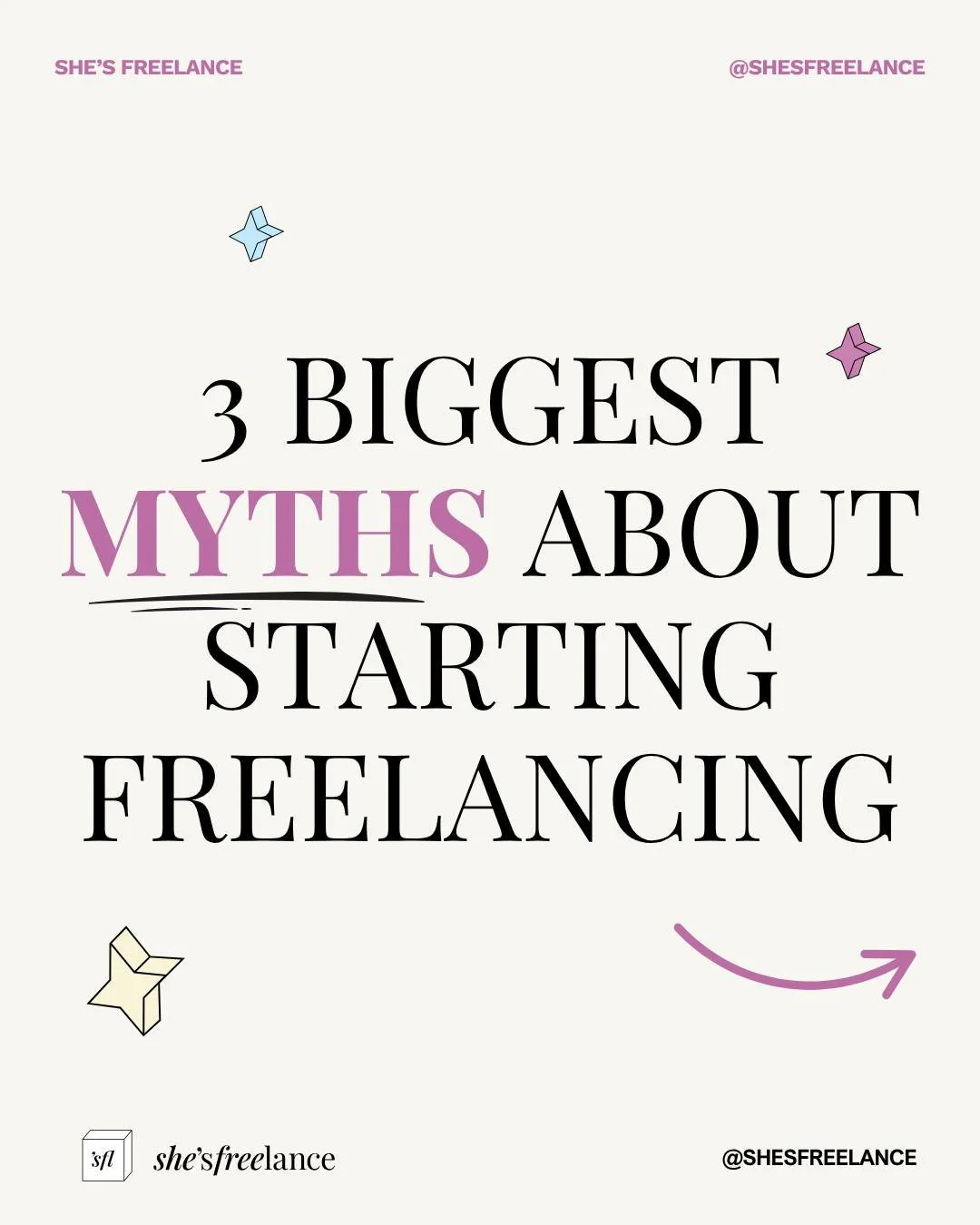 3 biggest myths about starting freelancing ✨

Girl, these are the lies that keep so many of us stuck in jobs we don&rsquo;t even like 😩

Freelancing isn&rsquo;t rocket science, and it&rsquo;s not nearly as &ldquo;unstable&rdquo; as you might think. 