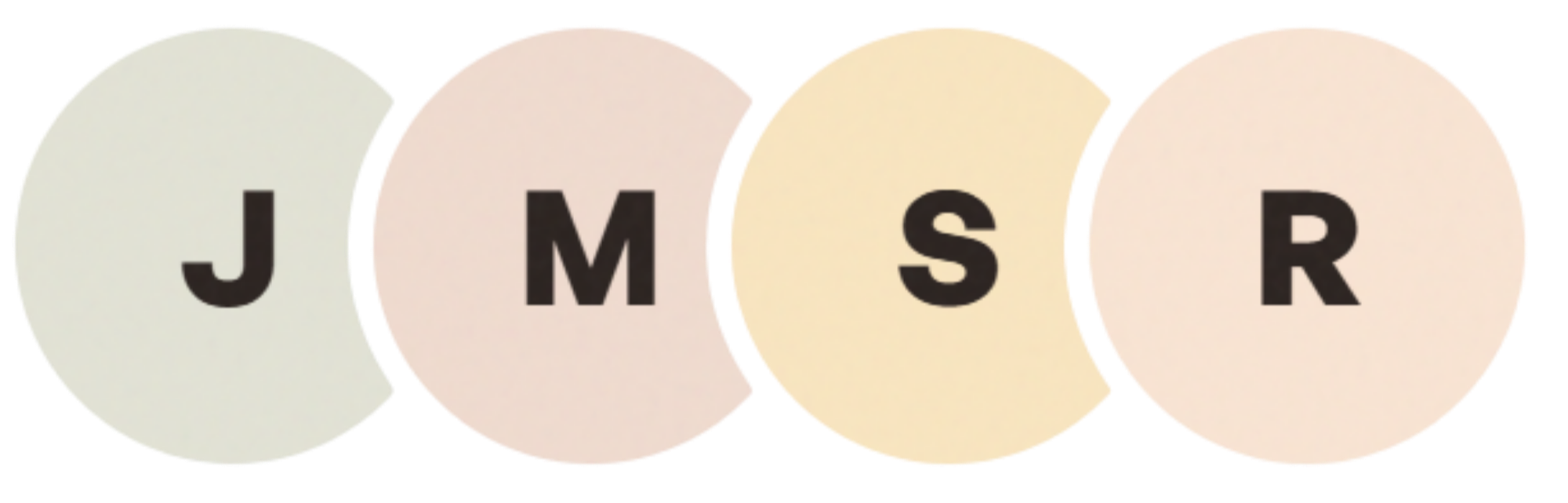 Four circular icons with the letters J, M, S, R in black, arranged left to right.