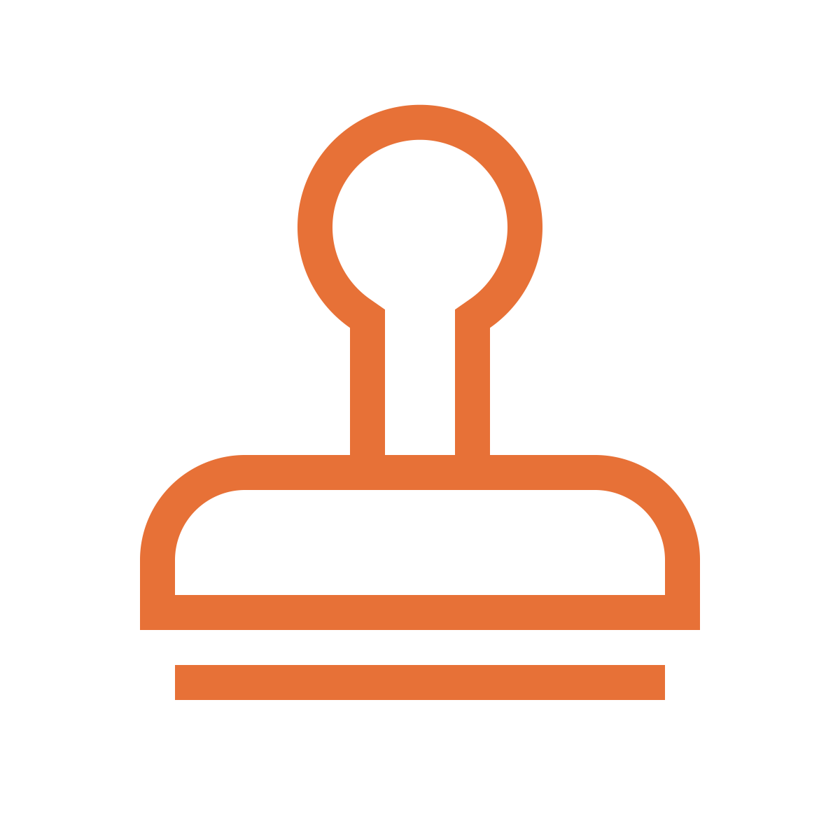 Outline icon of a person with a round head and shoulders, in orange color, representing a user or profile.