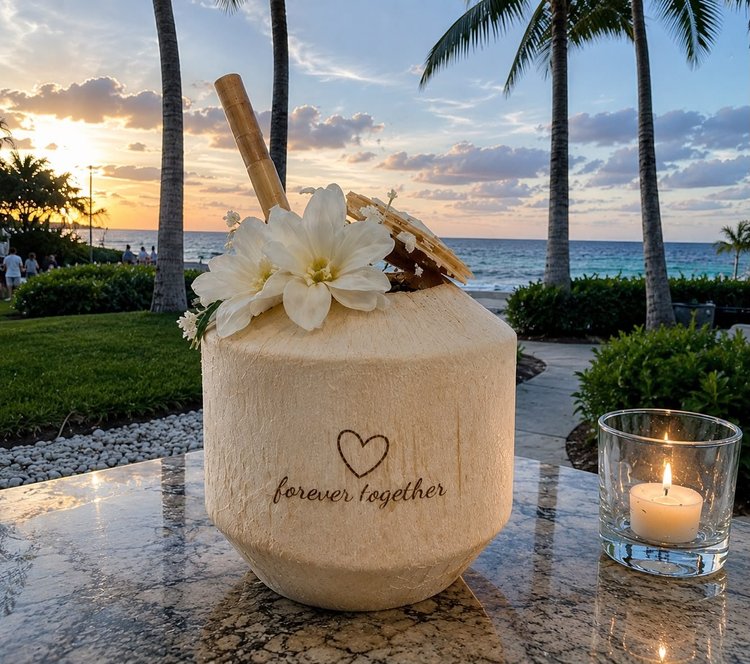 Premium coconuts from Thailand prepared for special events