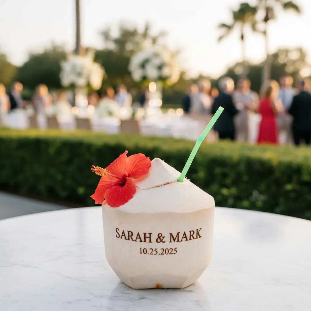 Naples Destination Wedding Favor: Custom Coconuts