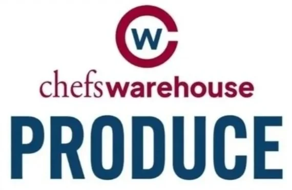 Chefs Warehouse Produce logo featuring stylized 'CW' inside a circle, with the words 'chefs warehouse' in purple and 'PRODUCE' in large blue letters.