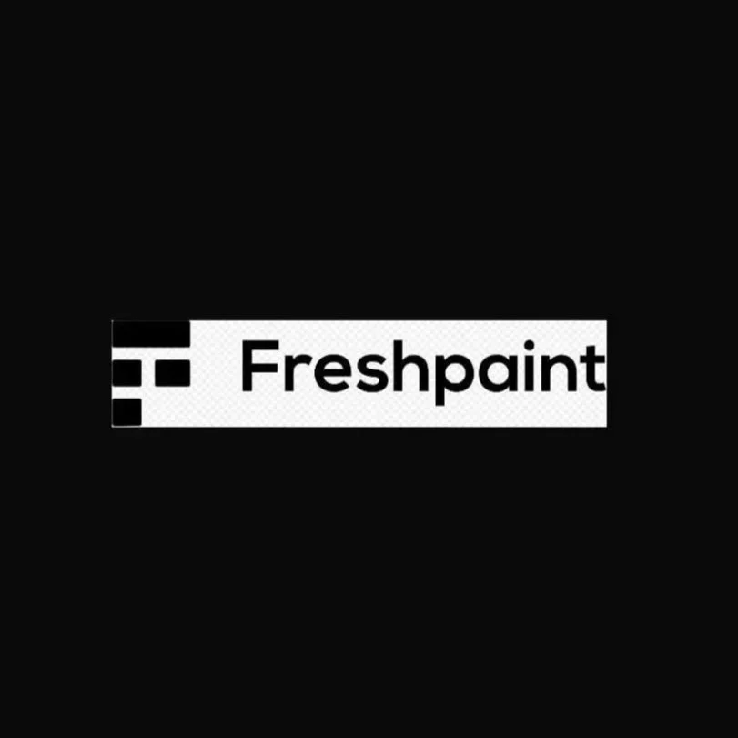 Black screen with a white rectangular logo containing black squares on the left and the text 'Freshpaint'.