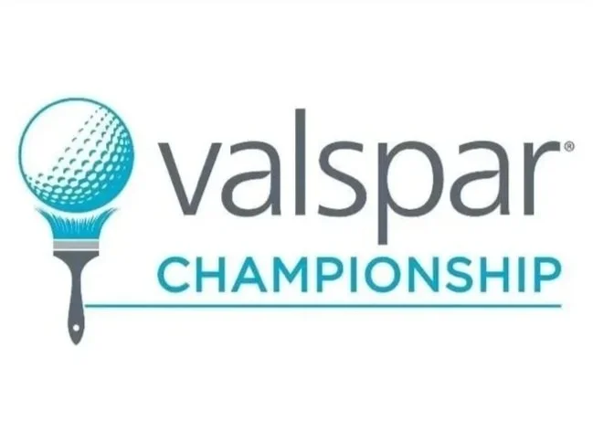 Logo for the Valspar Championship featuring a golf ball on a golf club with text.