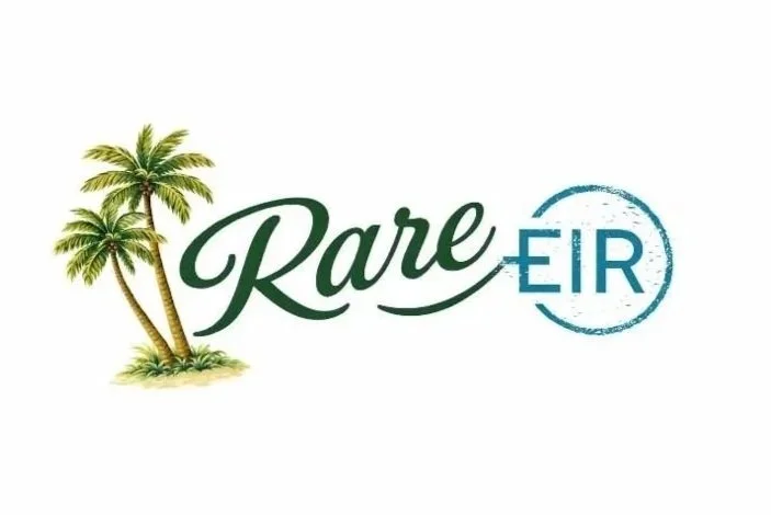 Logo for Rare EIR featuring two palm trees and stylized text.