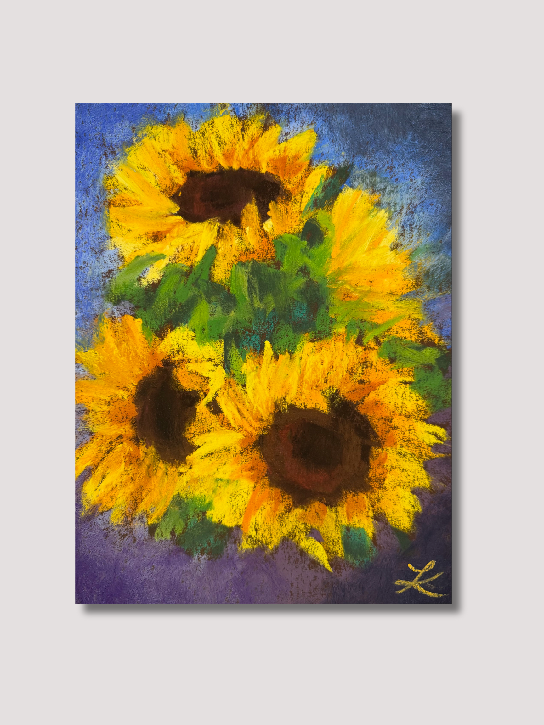 "Three in Gold" Original Soft Pastel Painting