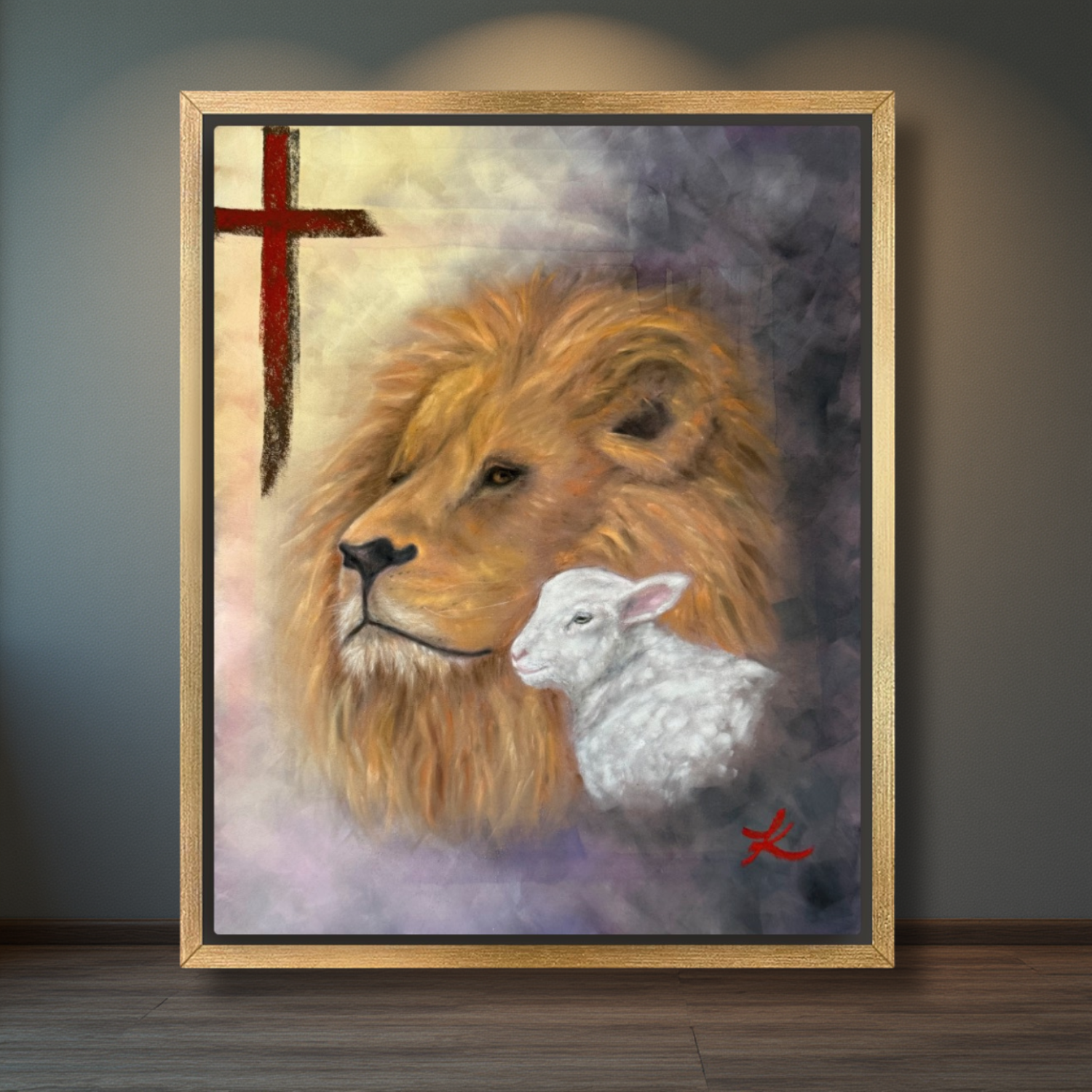 "The Lion and The Lamb" Framed Canvas Print