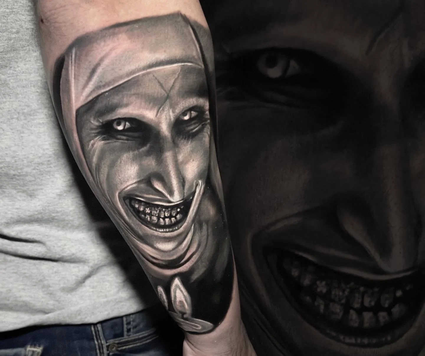 Evil nun tattoo Bryn beer river market tattoo company 