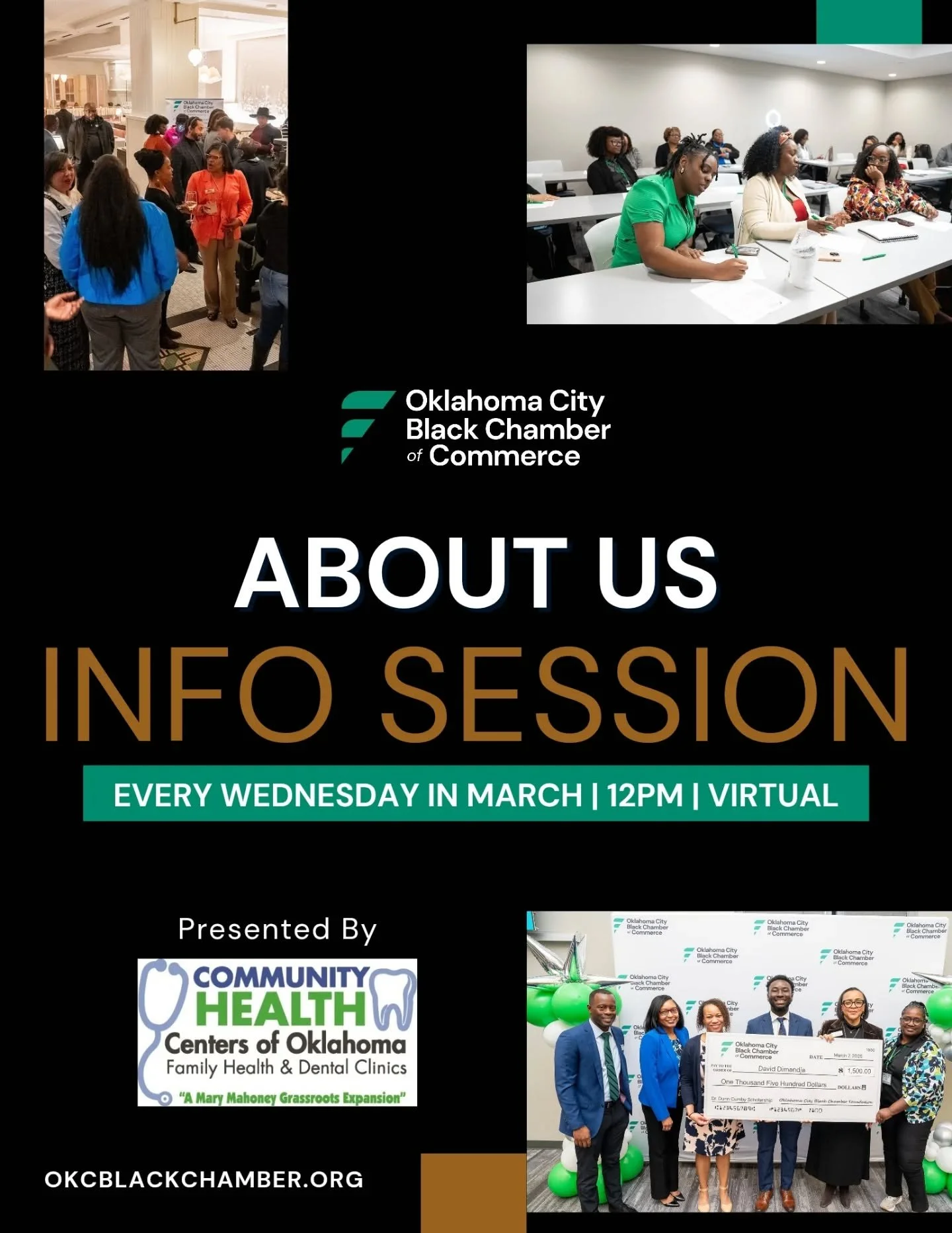 Do you want to get to know us? Join our About Us Info sessions on Wednesdays 12-1 to learn about who we are, what we do, and how you can get involved

Please register at okcblackchamber.org/events