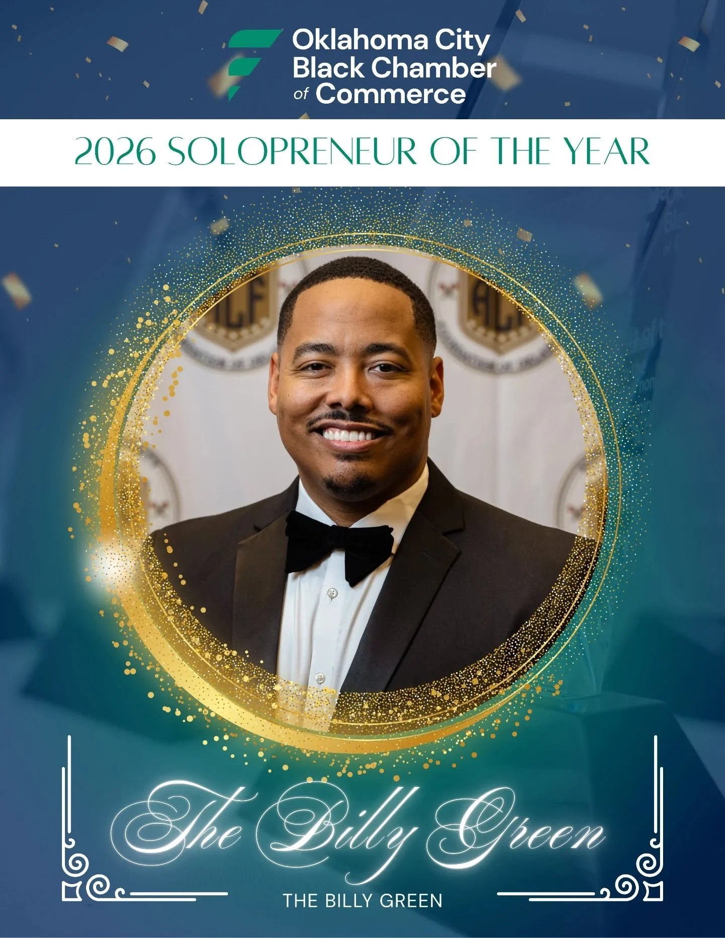 Congratulations to our Solopreneur of the Year, @thebillygreen !

Billy Green is easily one of Oklahoma's best photographers. He always captures the most important moments, and he is a joy to work with. We highly recommend that you get on his schedul