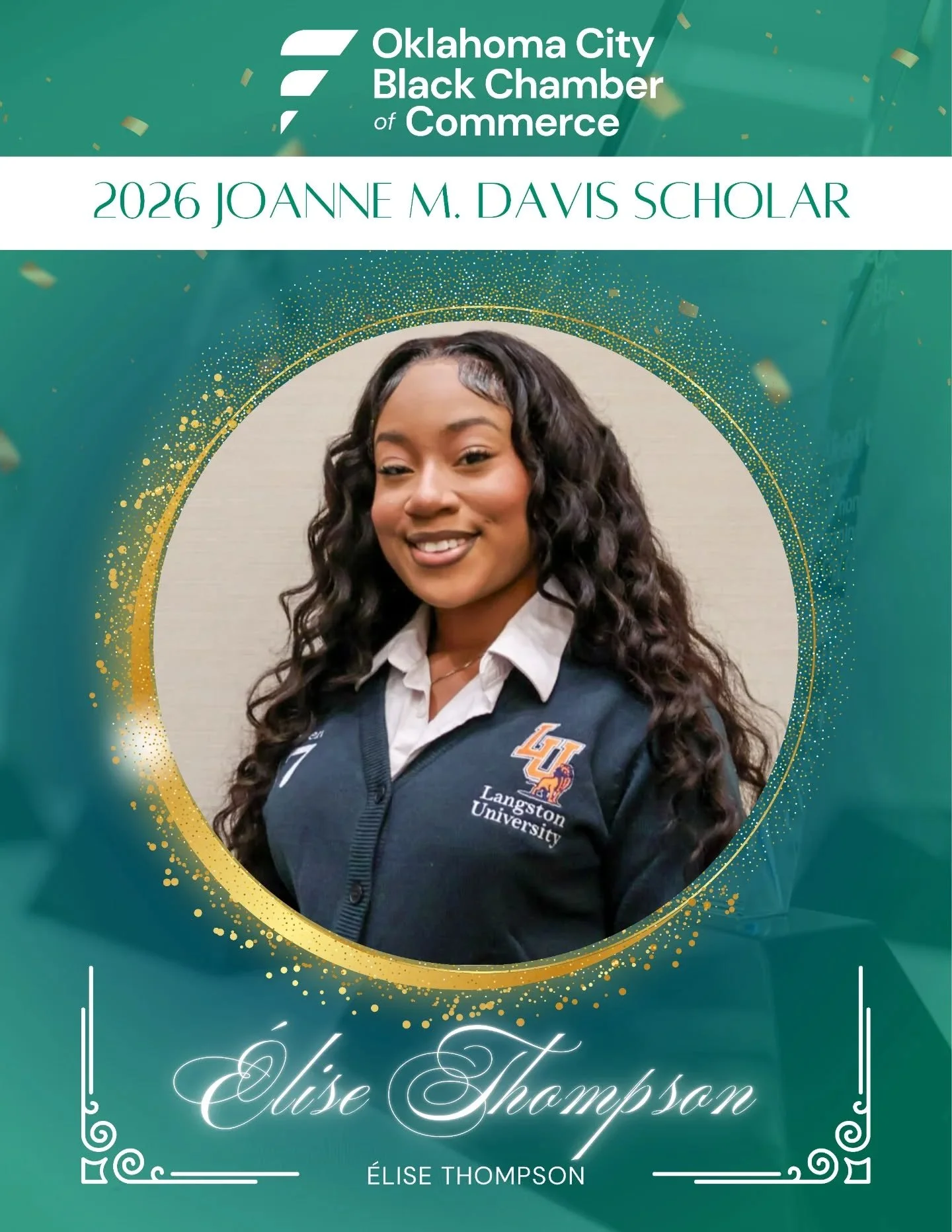 Congratulations to our 2026 Joanne M. Davis Scholar, &Eacute;lise Thompson! @elise_kadajaynee

&Eacute;lise is a graduating senior at Langston University, majoring in accounting, and currently serves as Student Government Association President. She i