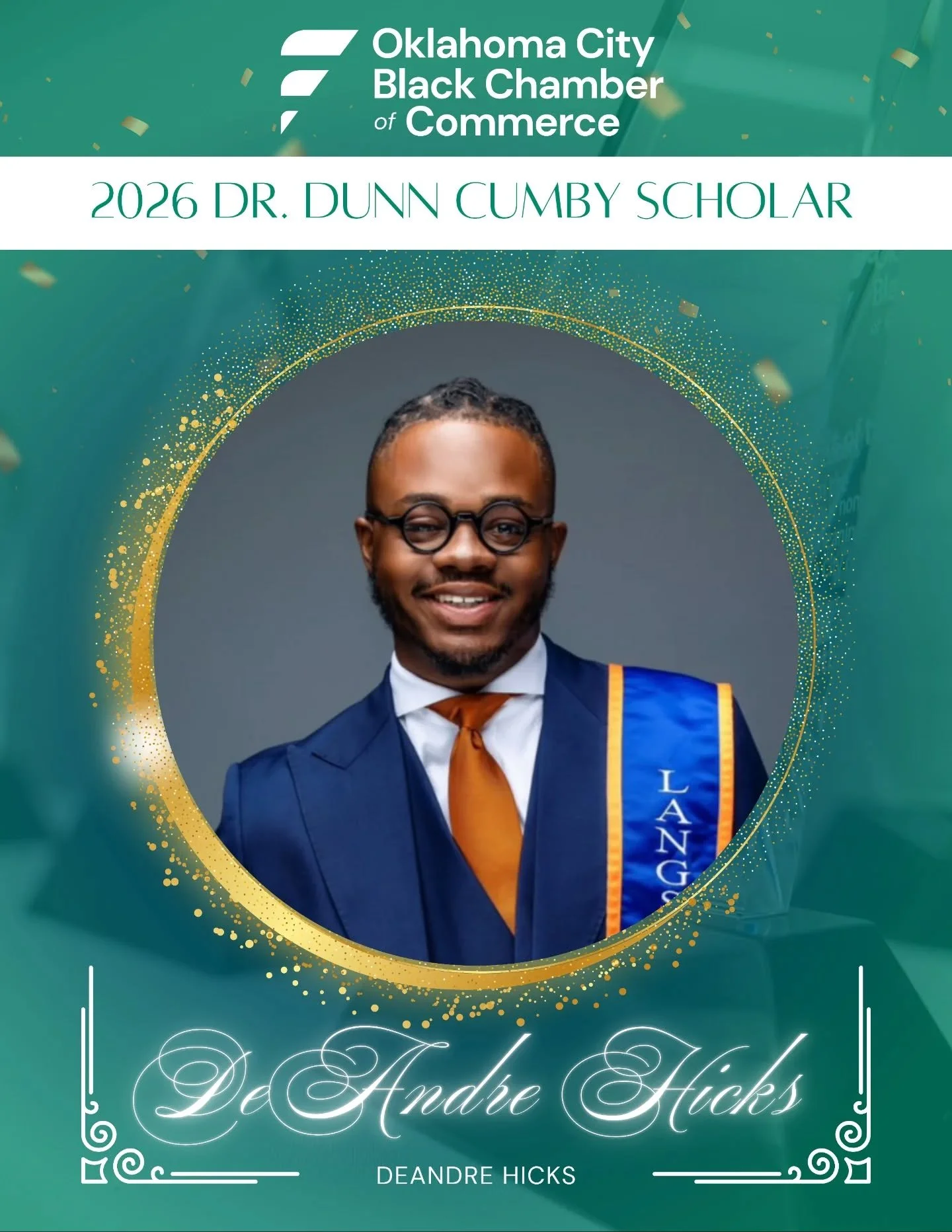Congratulations to our 2026 Dr. Dunn H. Cumby Scholar, DeAndre Hicks! @deandrehicks116

DeAndre is a graduating senior at Langston University, majoring in Psychology and Sociology, with a minor in English. During his collegiate journey, he has distin