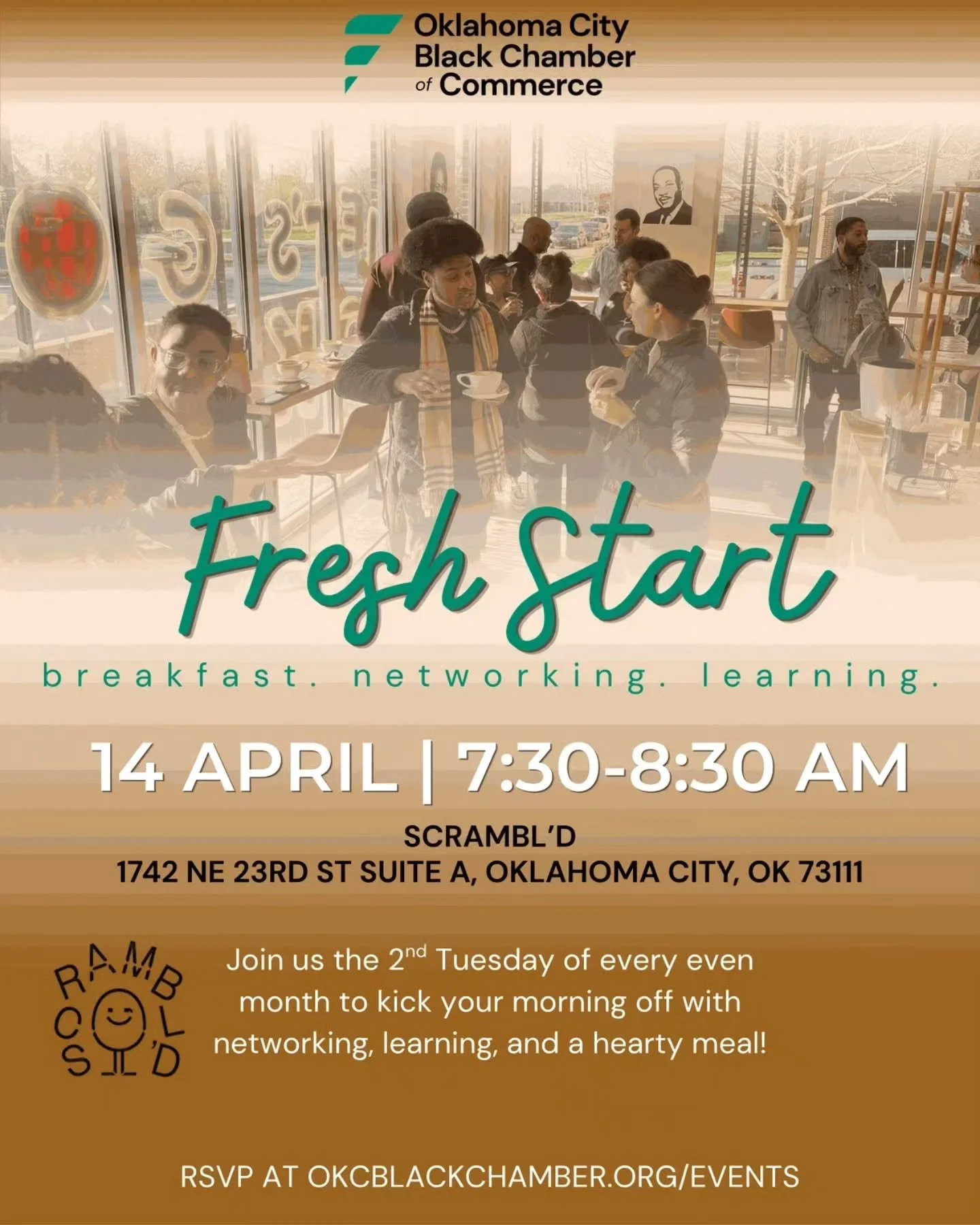 ☀️🥞 TOMORROW: Start Your Day with Purpose! ☕💼

Join us for Fresh Start: Networking Breakfast; where connections turn into opportunities!

📅 Tuesday, April 14, 2026
⏰ 7:30 &ndash; 8:30 AM
📍 Scrambl&rsquo;d | 1742 NE 23rd St., OKC
🎟 FREE to attend
