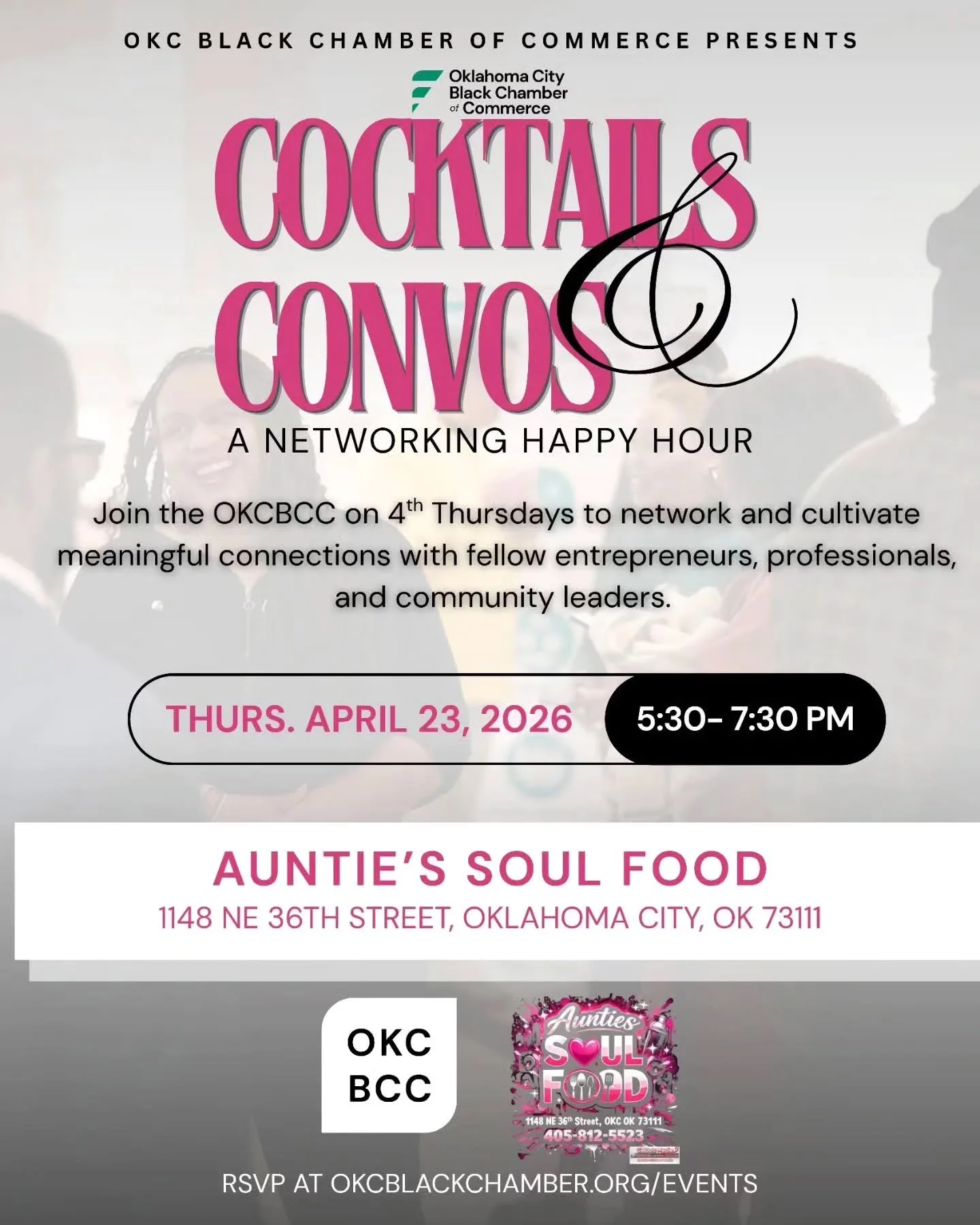 Join us for an evening of connection, conversation, and community at Cocktails &amp; Convos, the OKC Black Chamber&rsquo;s signature networking happy hour!

This month, we&rsquo;re bringing the energy to (one of our newly opened brick-and-mortar Blac