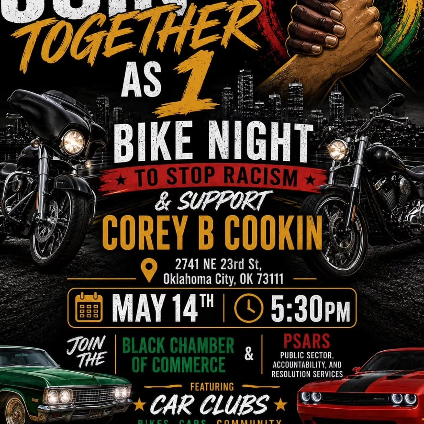 Thanks to all that came out to be part of this important community event with the OKC Black Chamber of Commerce in support of Corey B. Cookin&rsquo;