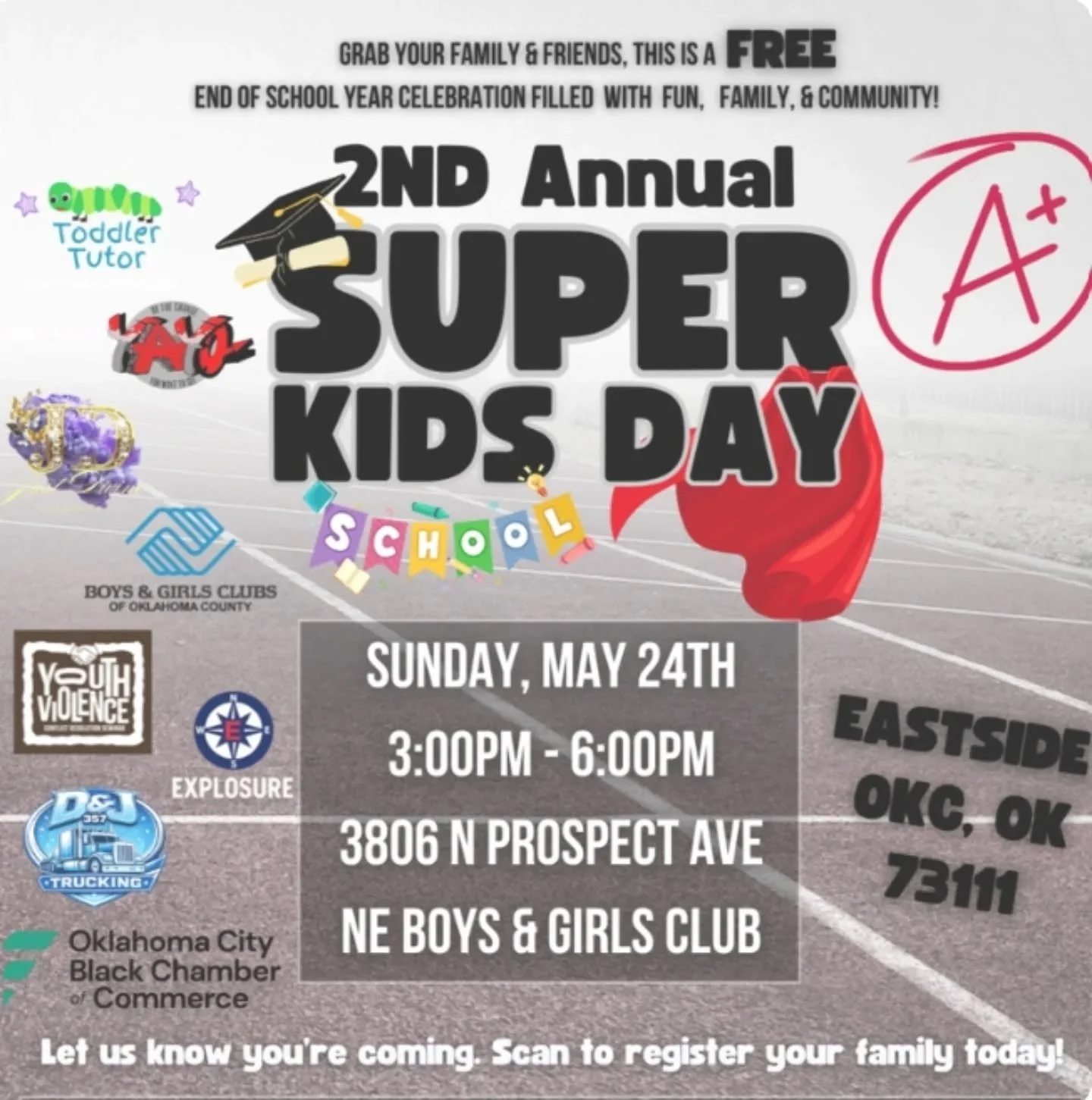 Super Kids Day 2026 is almost here!
This is A Free Community Celebration for Our Kids

Join us as we celebrate students, their growth, &amp; their success this school year!

Register your family for Super Kids Day! Early registration helps us prepare