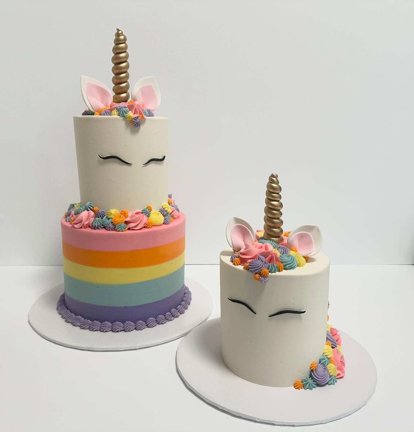 Unicorn twins for Gwendolyn&rsquo;s first birthday! 🦄 

#birthday #birthdaycakes #unicorn #unicorncakes #kybakery #louisvilleky #louisvillebakery #bakery #themixingbar #custombakery #smashcake #unicornsmashcake