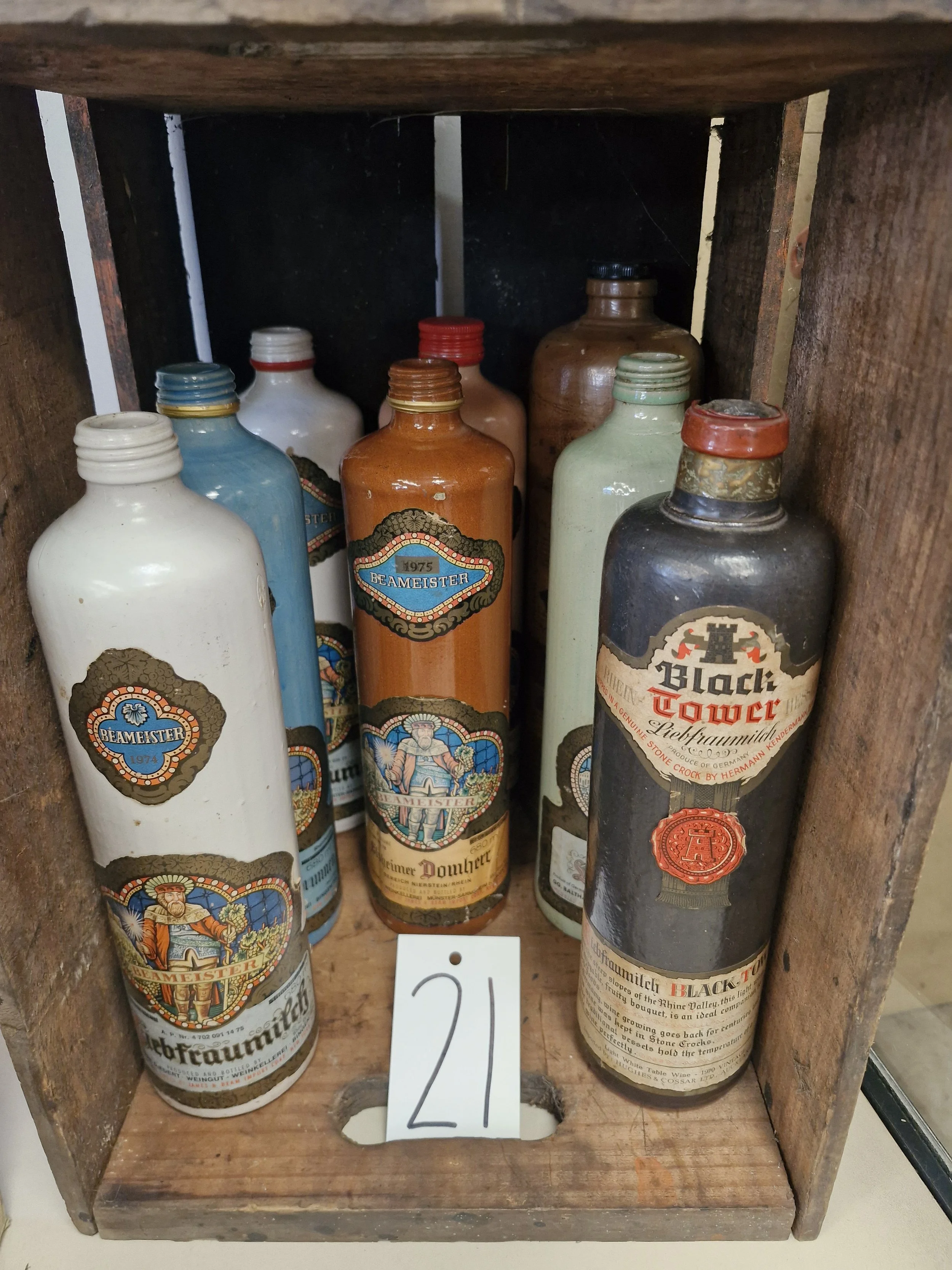  8 x Vintage (around 1970’s) wine bottles