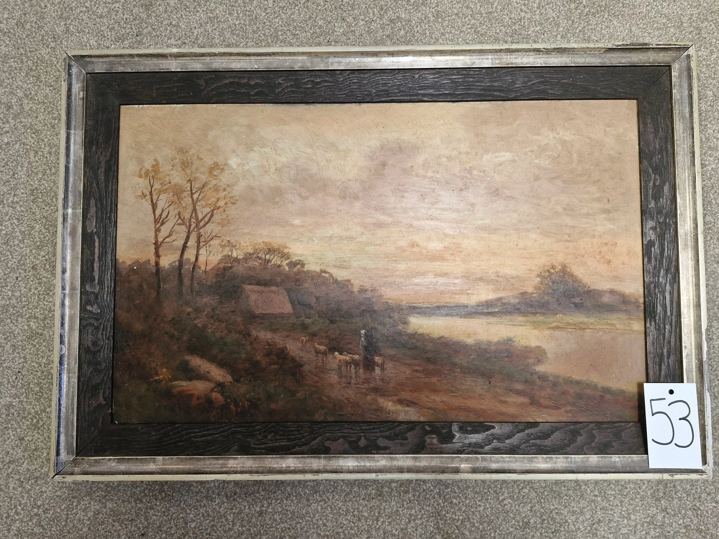 Farmer walking sheep wooden picture frame, London