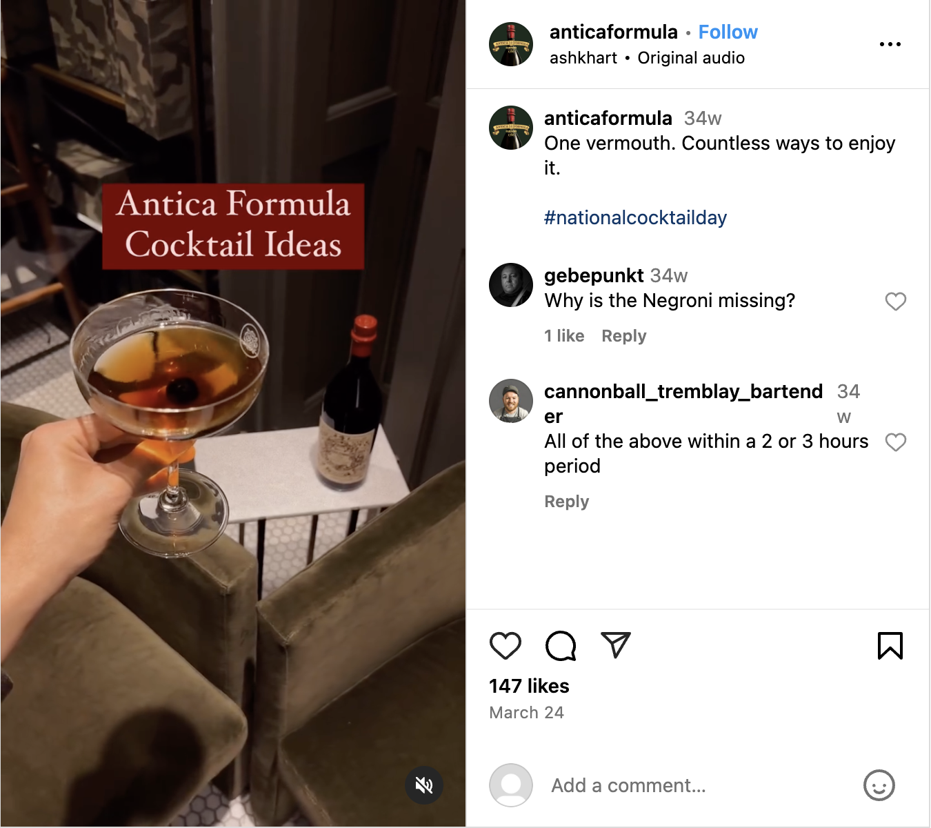 Antica Formula Cocktail Ideas