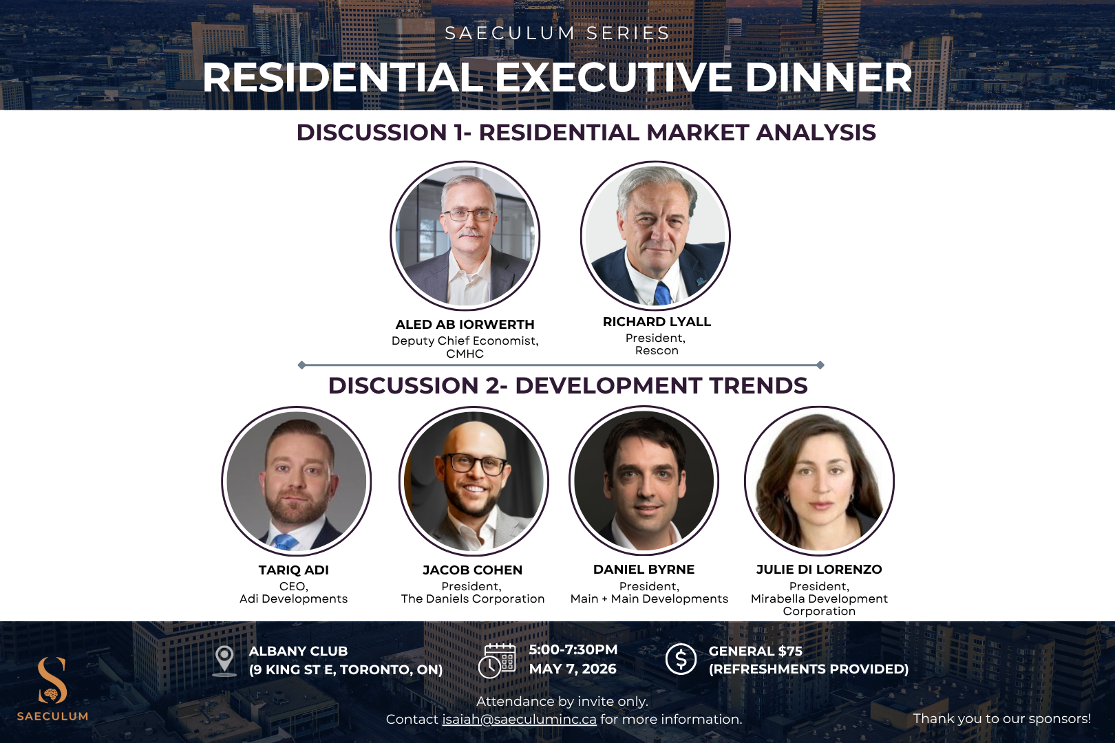 Saeculum Dinner Series- Executives in Residential Real Estate