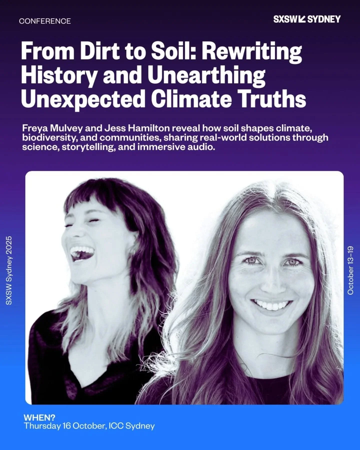 In two weeks we&rsquo;ll be speaking about SOIL and previewing excerpts of the audio documentary at @sxswsydney 🌱 

If you&rsquo;re planning to be there we&rsquo;d love to connect - let us know, or come and find us 🐛Our session is 2.45pm on Thursda