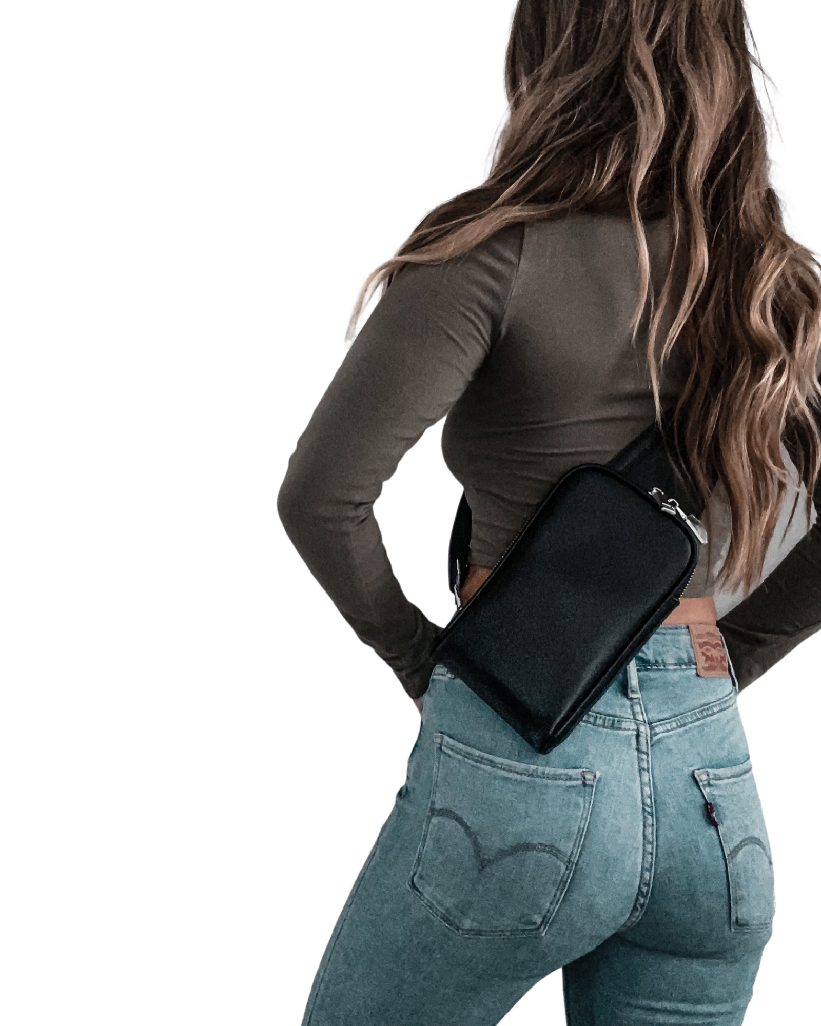 Black Vegan Leather Sling Bag