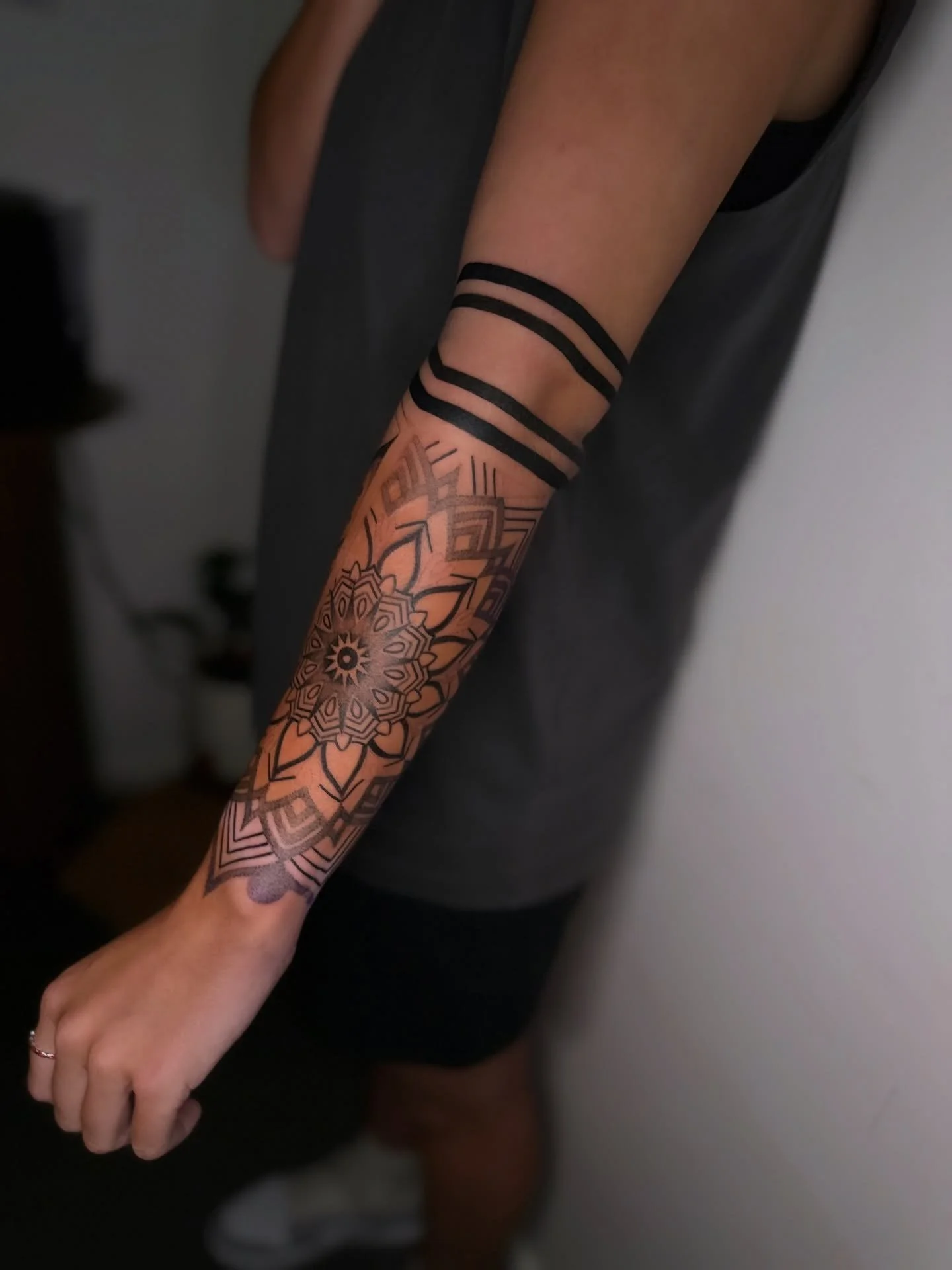 Can&rsquo;t wait to finish this sleeve 🖤

#mandala #geometric #blackworktattoo #boldlines #goldcoast