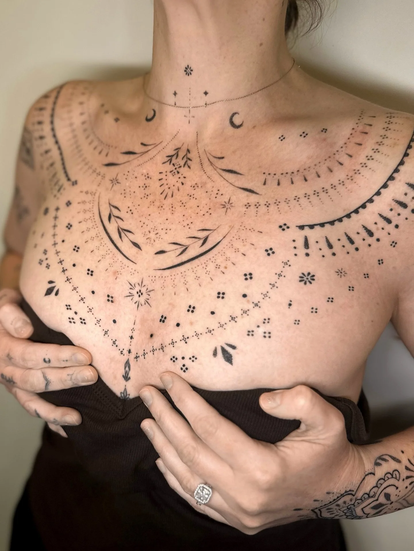 Ornamental chest piece fully healed ✨

This ornamental design was created to flow with the natural anatomy of the chest, enhancing the body&rsquo;s lines with balance, symmetry, and fine details. The goal was to create something elegant, timeless, an