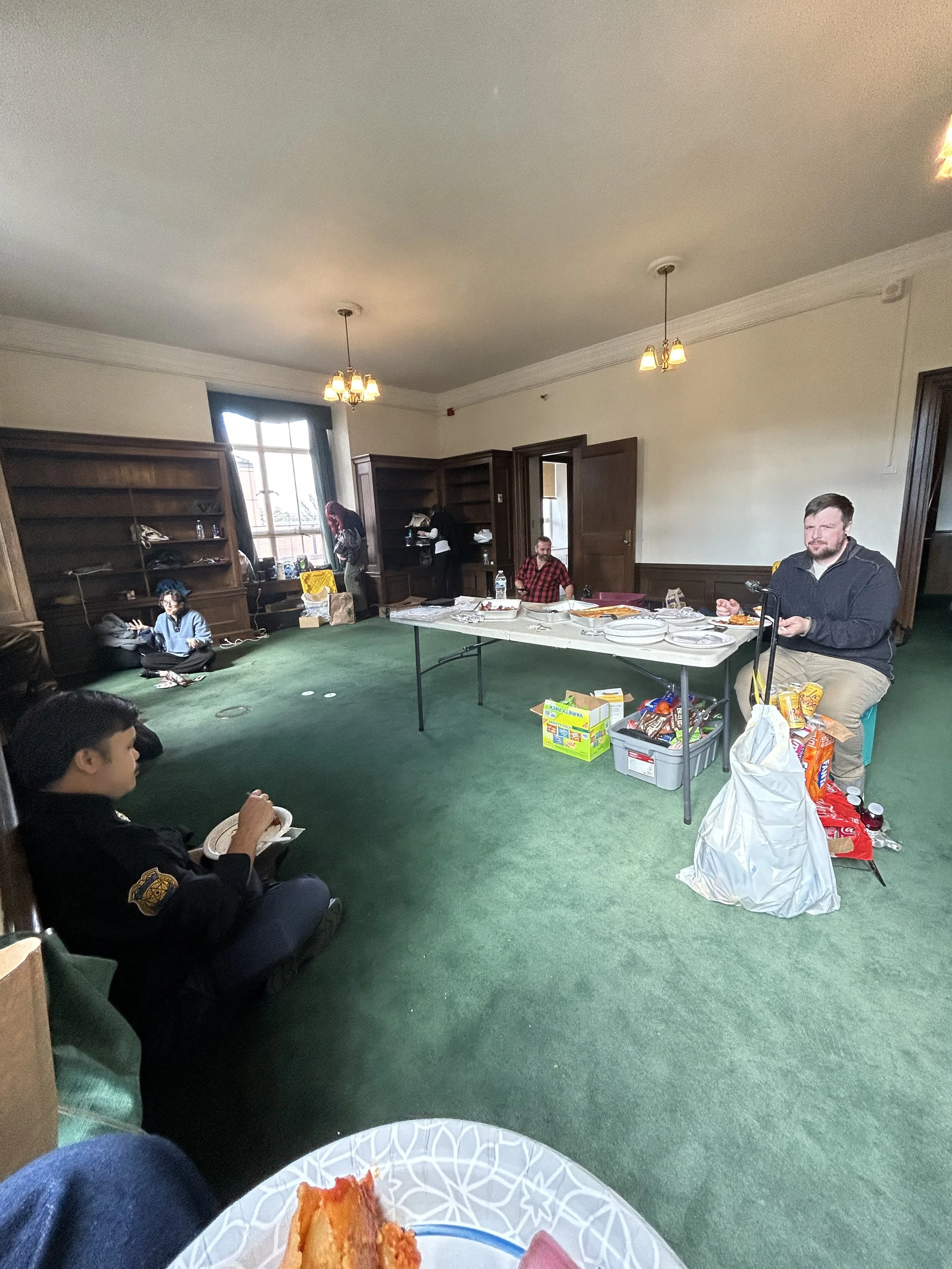 Day two in the courthouse, day probably 7 or 8 on the project. The mid-day crash is very real, when we're on set and in the rythm it was constant laughter and joking around and fantastic full-energy takes from the cast but when we break for lunch we 