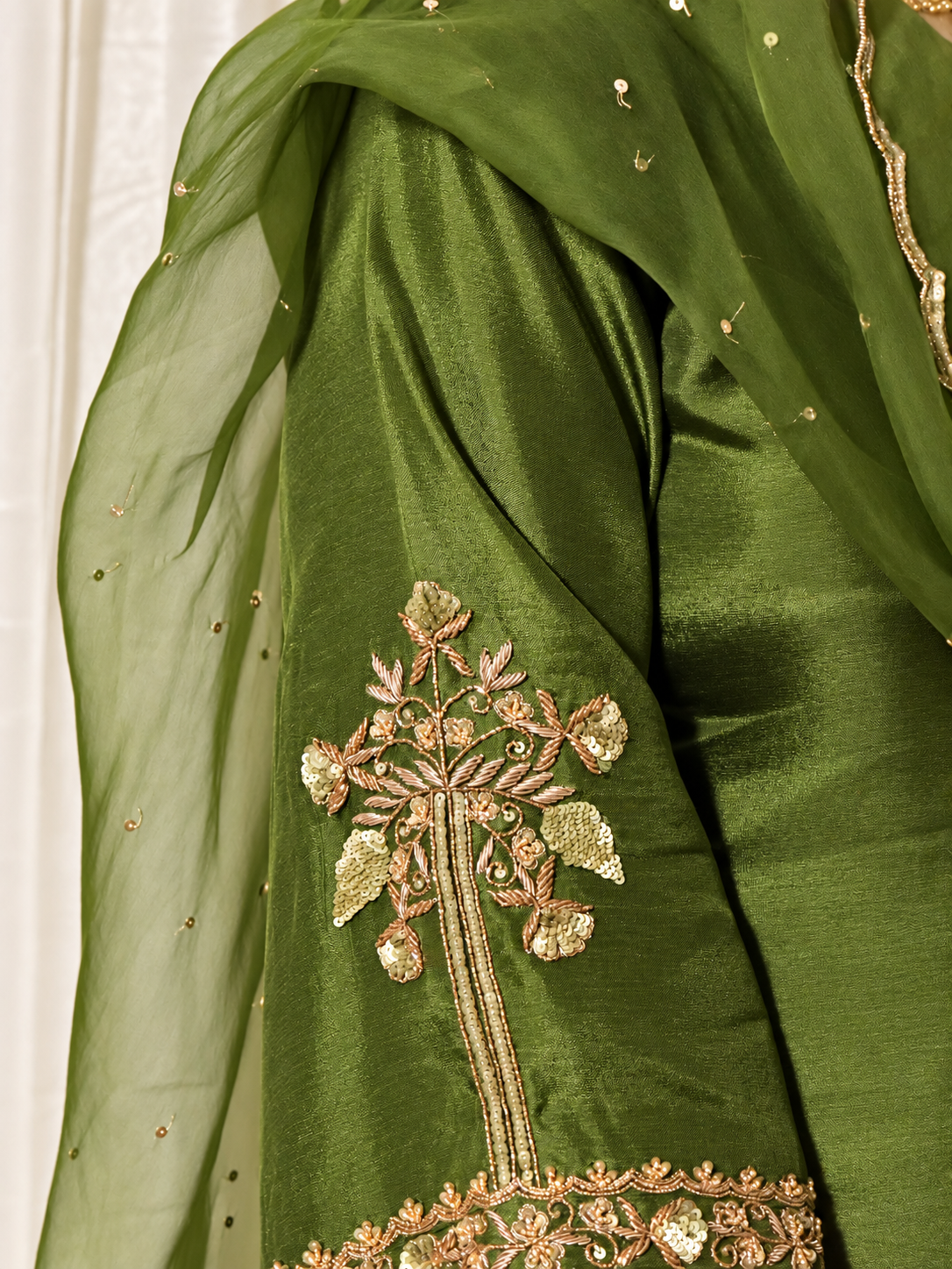 Olive Green Embroidered Silk Sleeve.png