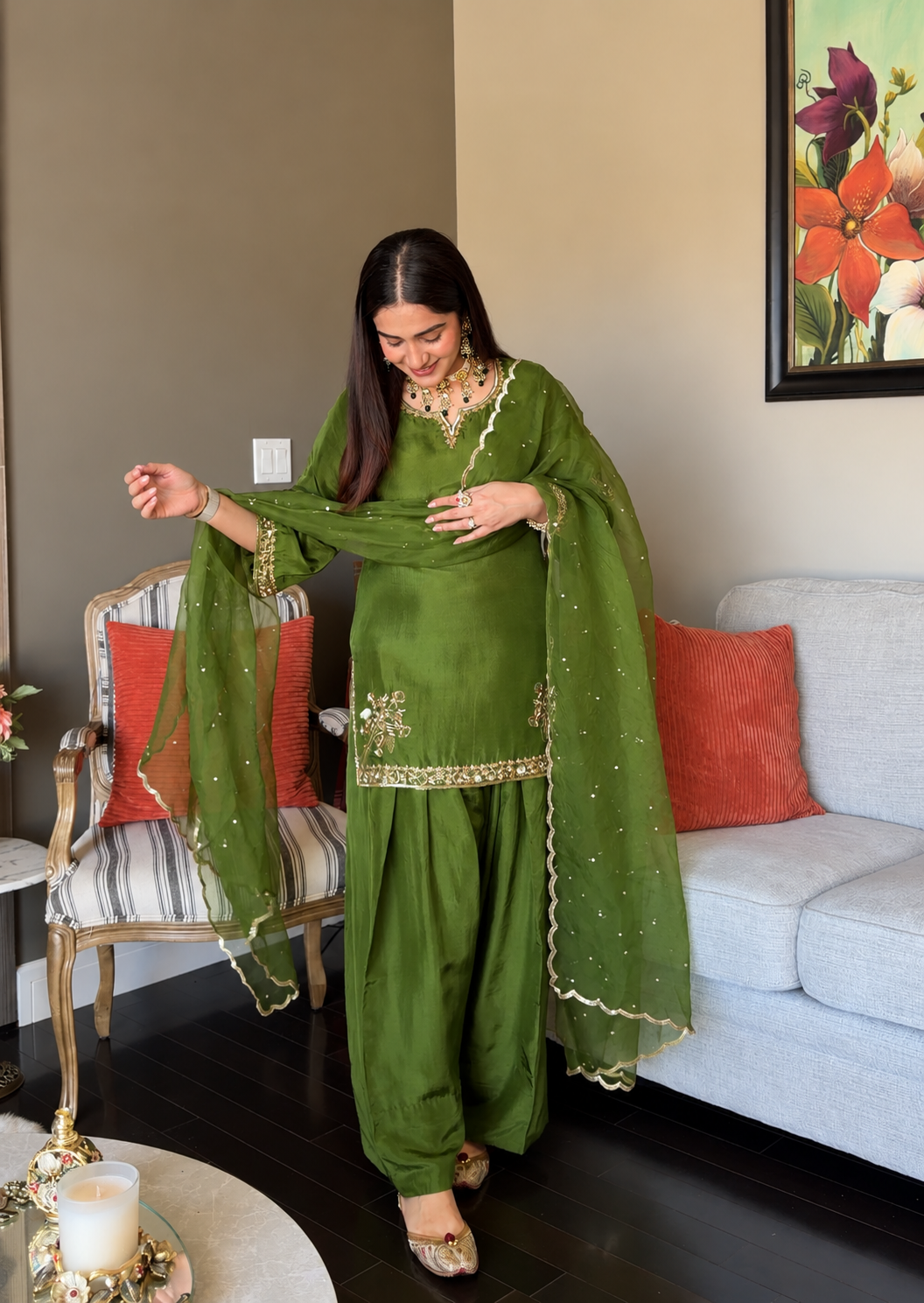 Elegant Green South Asian Fashion Portrait.png