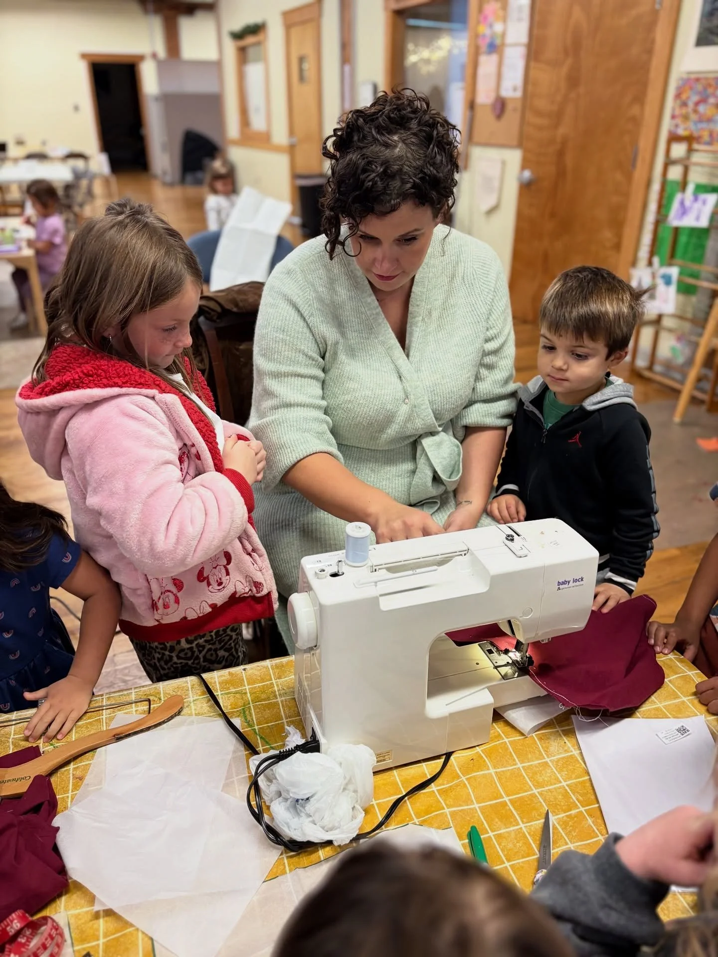 We were lucky to have a visit from Lindsey Cain last week, who demonstrated several sewing techniques to our children. The kids were mesmerized, and we can’t wait for her to visit again. Our children absolutely love to have visitors share their