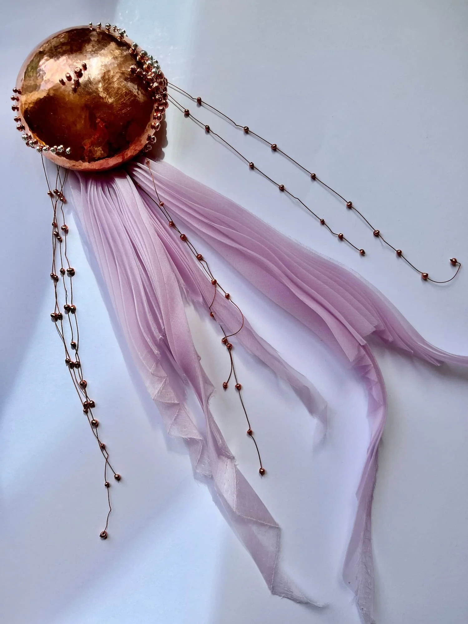 'Blossom' - Copper, Fine Silver and fabric