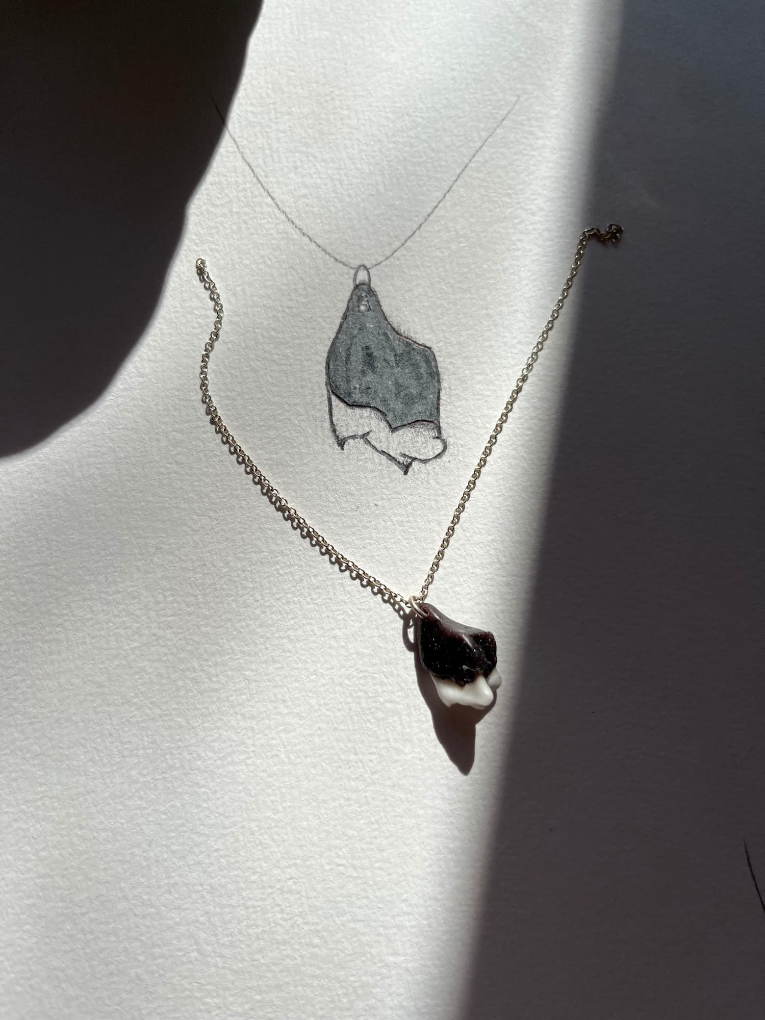 Puppy Teeth Charm Necklace - initial sketches