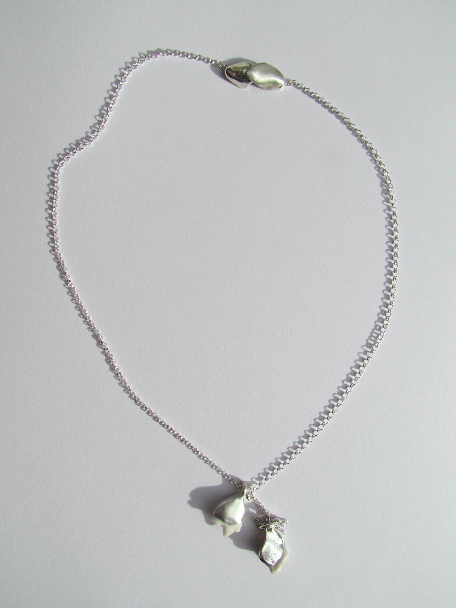 Puppy Teeth - Charm Necklace - Sterling Silver, Bone